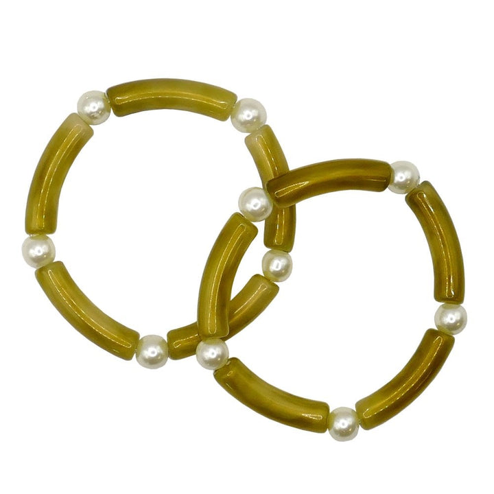 Acrylic Macaroni Style Beads 32x8mm, metallic marigold, additional photo
