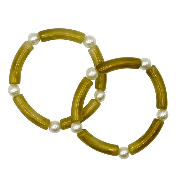 Acrylic Macaroni Style Beads 32x8mm, metallic bronze, additional photo