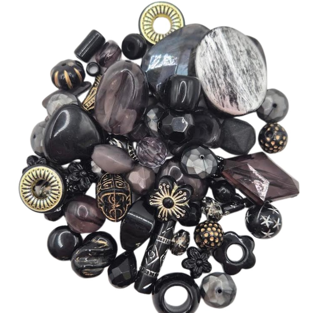 Acrylic Assorted Mixed Shapes 5-28mm, onyx