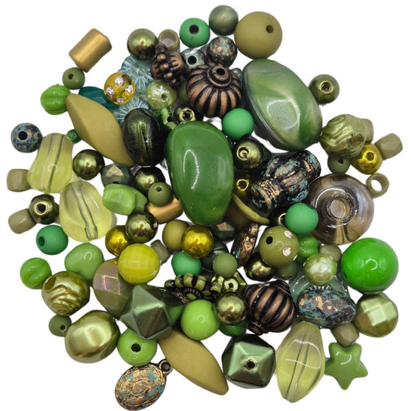 Acrylic Assorted Mixed Shapes 5-28mm, olive