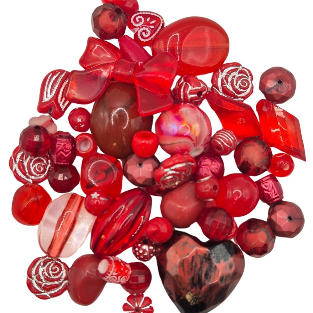 Acrylic Assorted Mixed Shapes 5-28mm, rouge