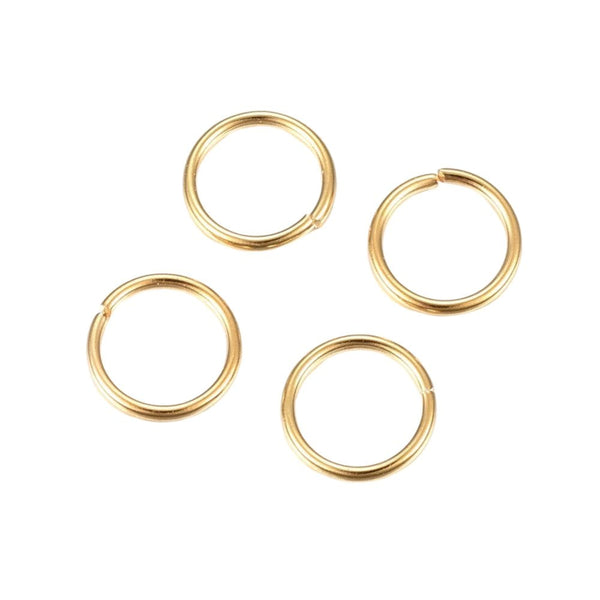 304 Stainless Steel Jump Rings 7mm (0.8mm), 18k-gold-plated