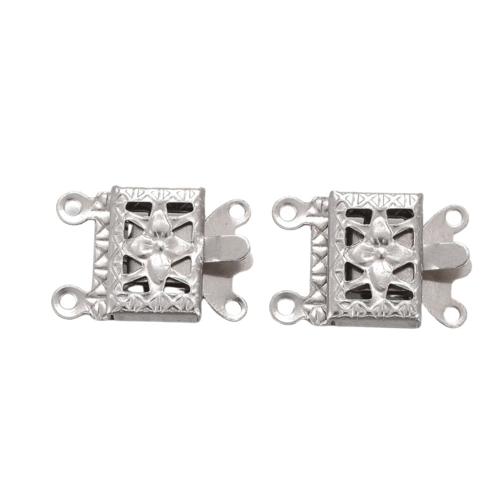 304 Stainless Steel Rectangle Box Clasp 15x10mm (2 Strands), original colour