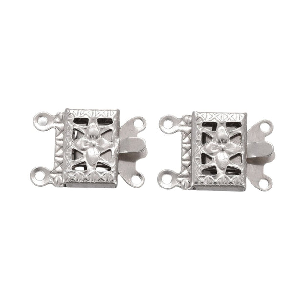 304 Stainless Steel Rectangle Box Clasp 15x10mm (2 Strands), original colour