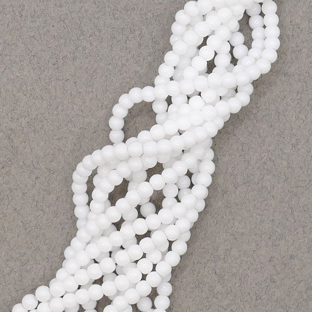 4mm Glass Round Smooth Beads, opaque alabaster
