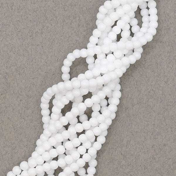 4mm Glass Round Smooth Beads, opaque alabaster