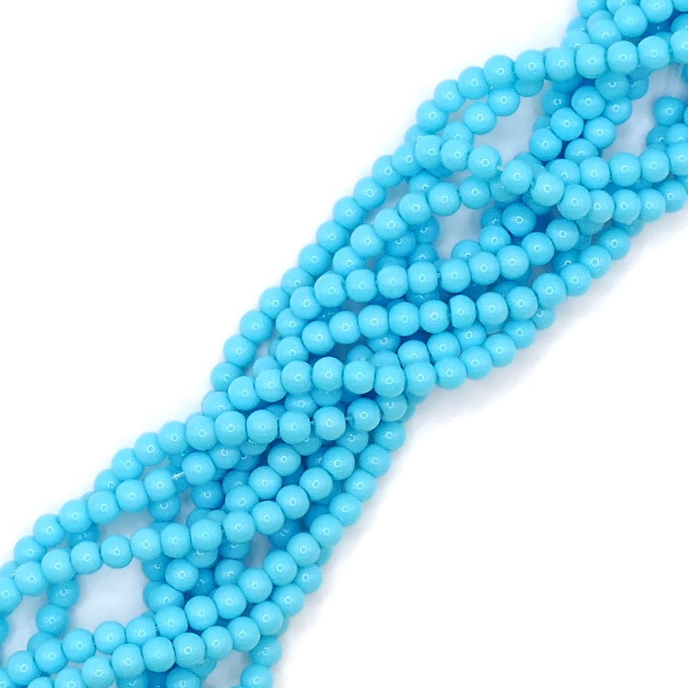 4mm Glass Round Smooth Beads, opaque sky blue