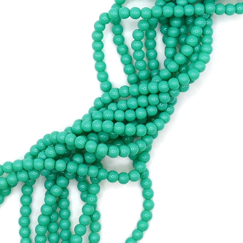 4mm Glass Round Smooth Beads - Opaque Turquoise- 1 String (Approx 95pcs)