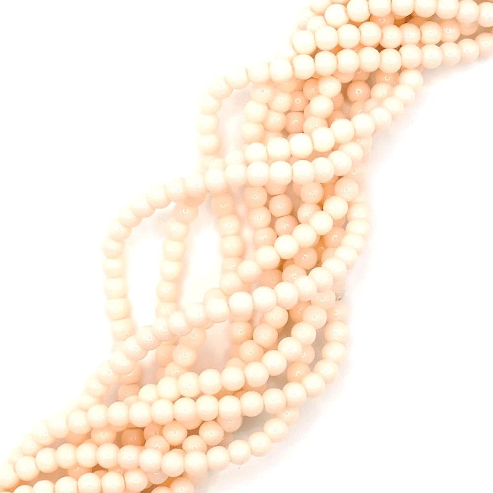 4mm Glass Round Smooth Beads, opaque powder peach