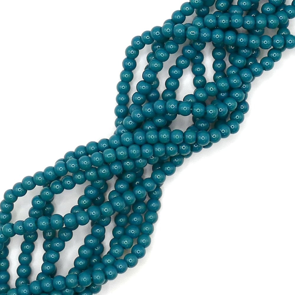 4mm Glass Round Smooth Beads, opaque peacock