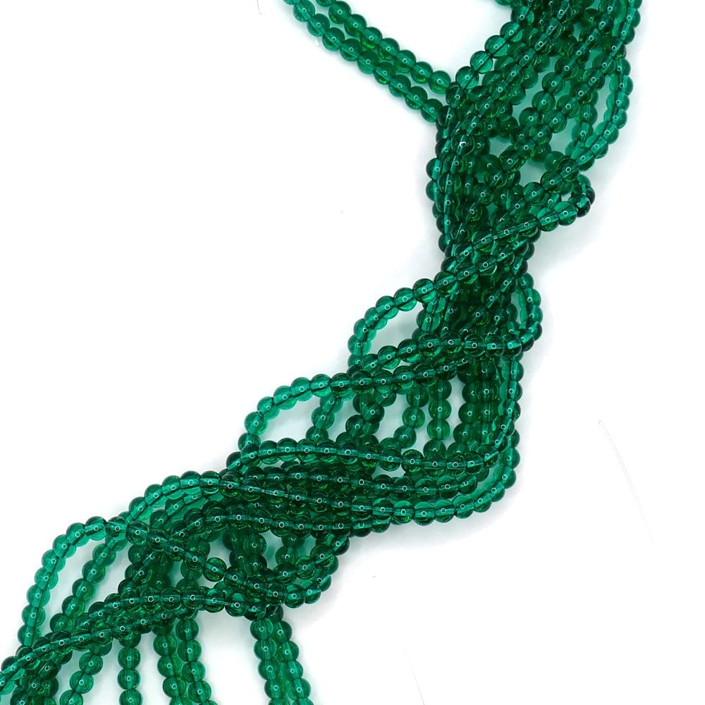 4mm Glass Round Smooth Beads, transparent sea green
