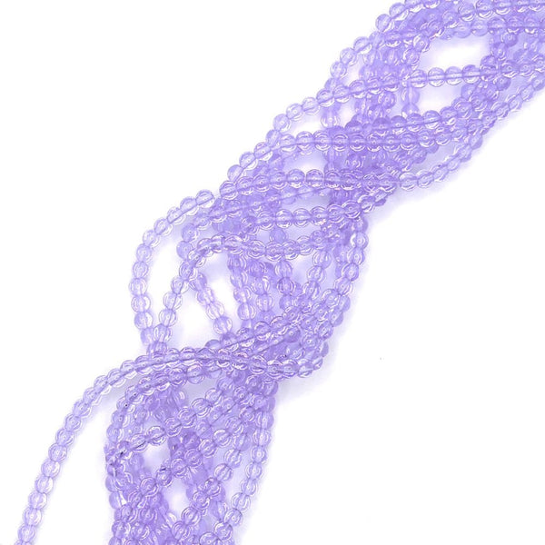 4mm Glass Round Smooth Beads, transparent lilac