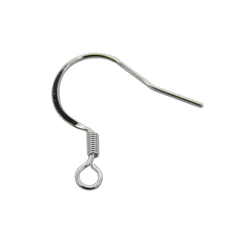 304 Stainless Steel Flat French Earring Hooks 17x18mm, silver colour