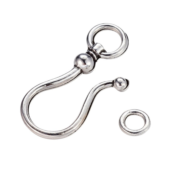 Tibetan Style Hook and Eye Clasp 38x16mm, antique silver colour