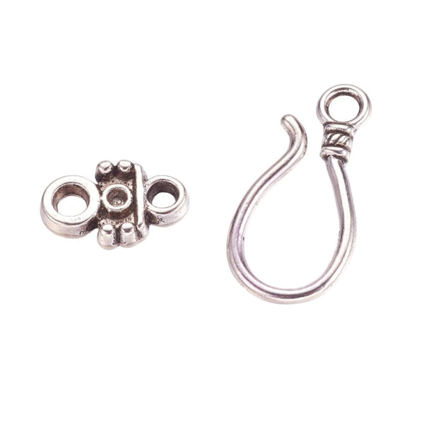 Tibetan Style Hook and Eye Clasp 11x24mm, antique silver colour
