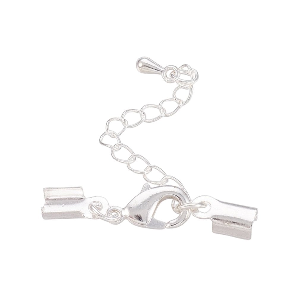 Ready Made Box Closer With Lobster Clasp and Extension Chain 9x4mm, silver colour