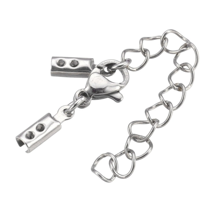 304 Stainless Steel Ready Made Box Clasp with Extension Chain, 10x3mm, original colour