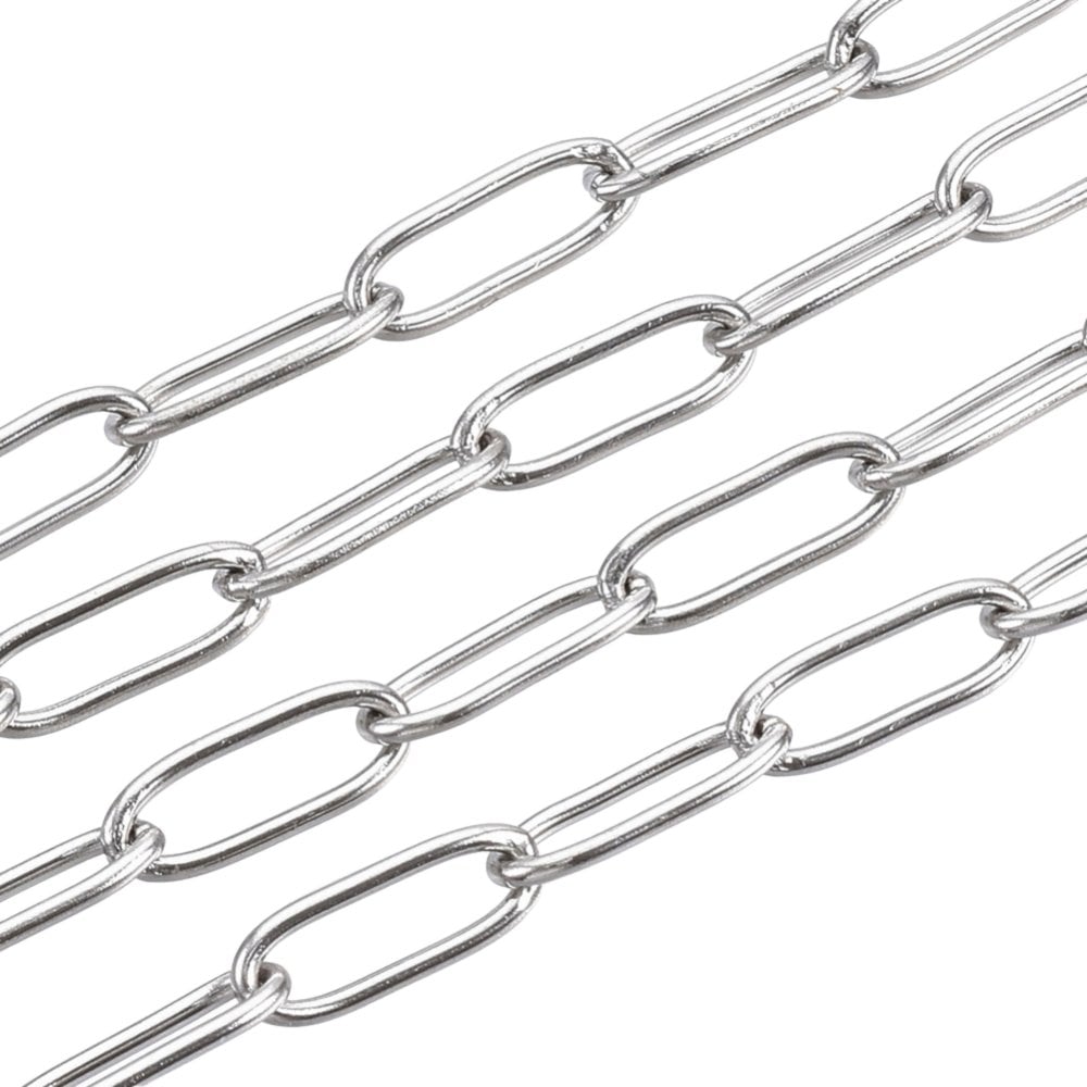 304 Stainless Steel Paperclip Link Chain 12x4mm, original colour, additional photo