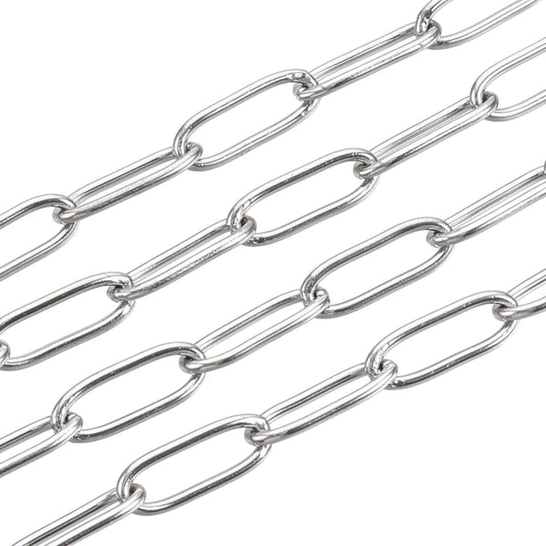 304 Stainless Steel Paperclip Link Chain 12x4mm, original colour, additional photo