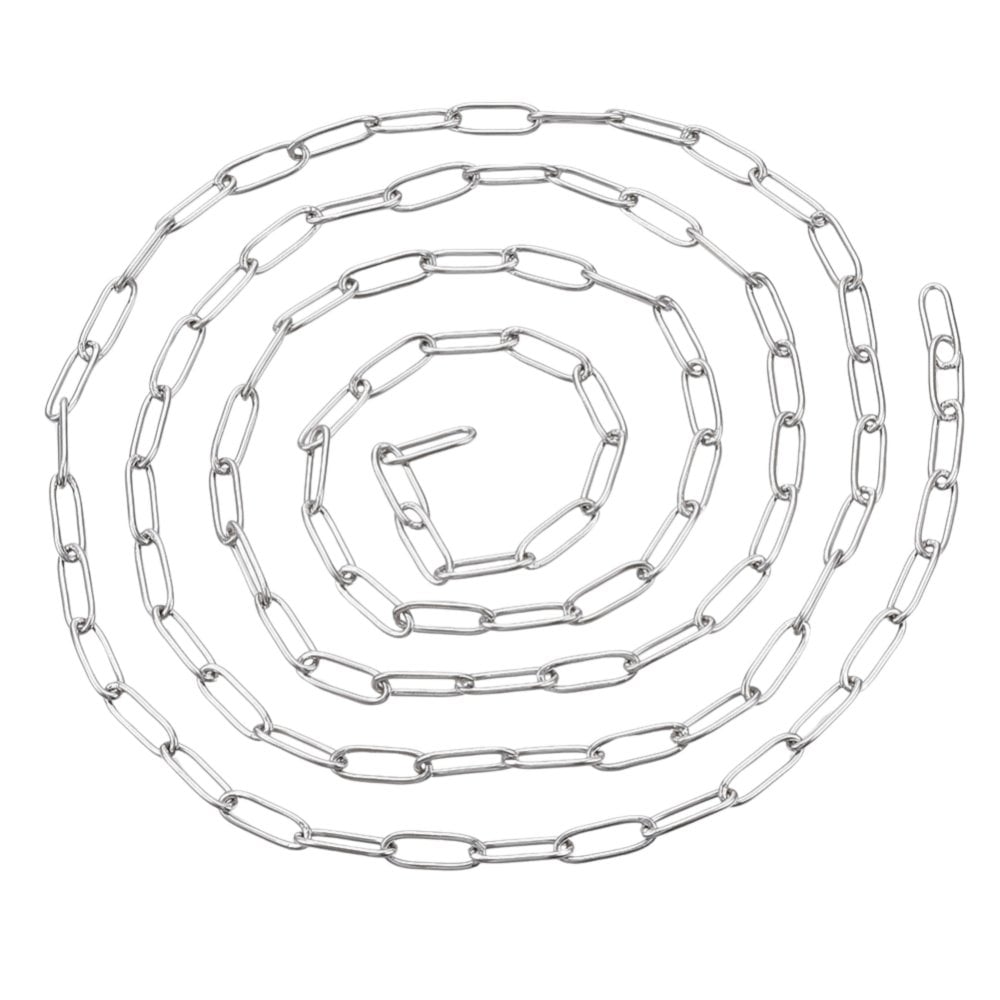 304 Stainless Steel Paperclip Link Chain 12x4mm, original colour