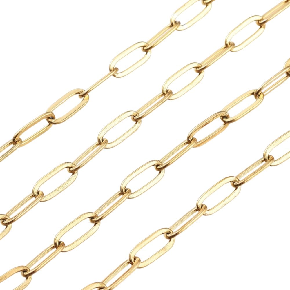 304 Stainless Steel Paperclip Link Chain 10x4mm, 18k-gold-plated, additional photo