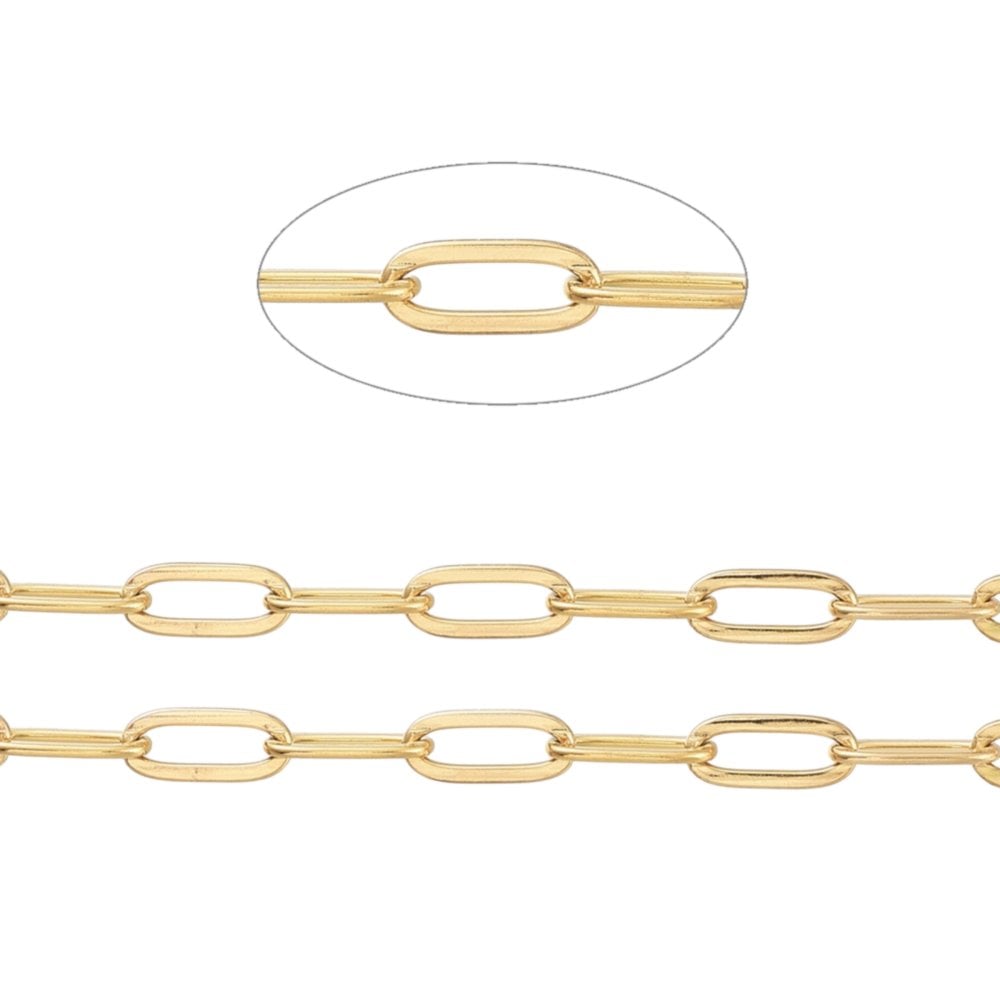 304 Stainless Steel Paperclip Link Chain 10x4mm, 18k-gold-plated, additional photo