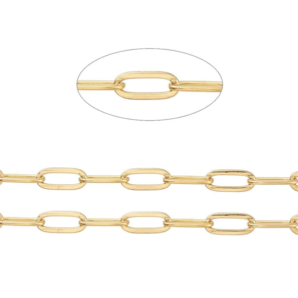 304 Stainless Steel Paperclip Link Chain 10x4mm, 18k-gold-plated, additional photo