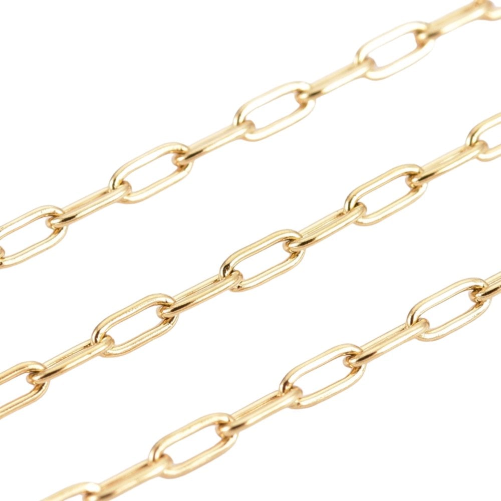 304 Stainless Steel Paperclip Link Chain 3x2mm, gold colour, additional photo