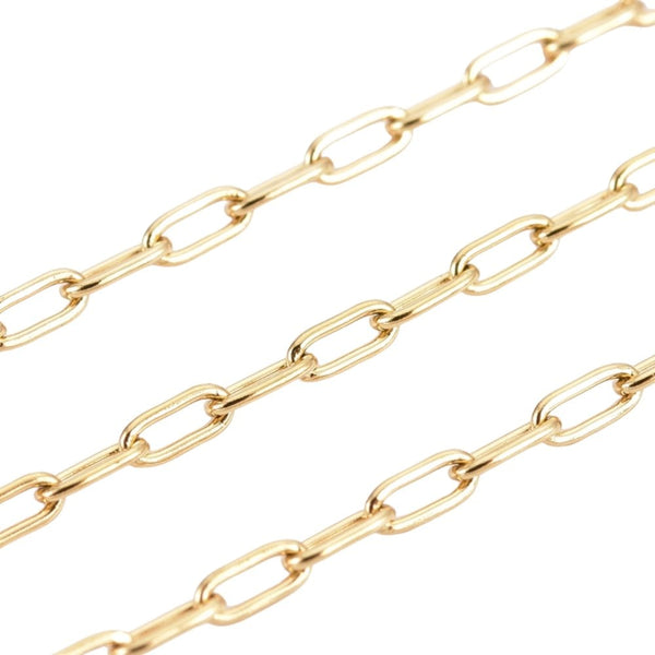 304 Stainless Steel Paperclip Link Chain 3x2mm, gold colour, additional photo