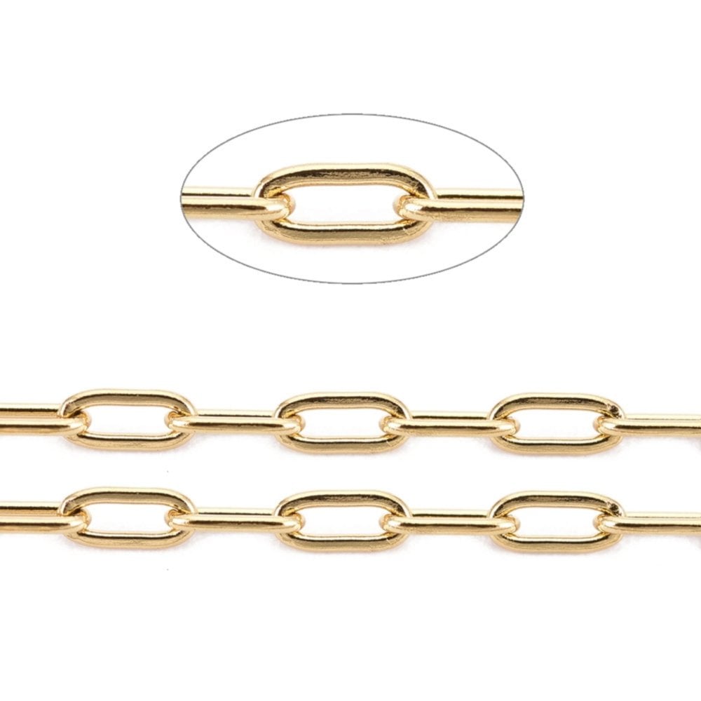304 Stainless Steel Paperclip Link Chain 3x2mm, gold colour, additional photo