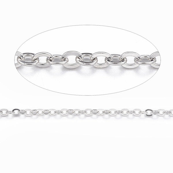 304 Stainless Steel Trace Link Chain 1.5x1.3mm, original colour