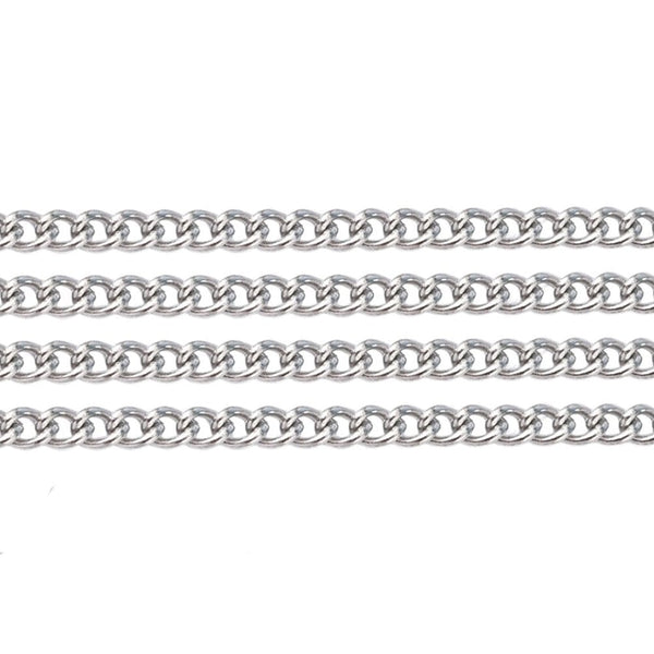 304 Stainless Steel Curb Link Chain 5x3mm, original colour