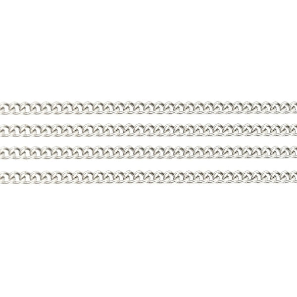 304 stainless steel curb link chain, 2.5x2mm, original colour, shown in four parallel strands