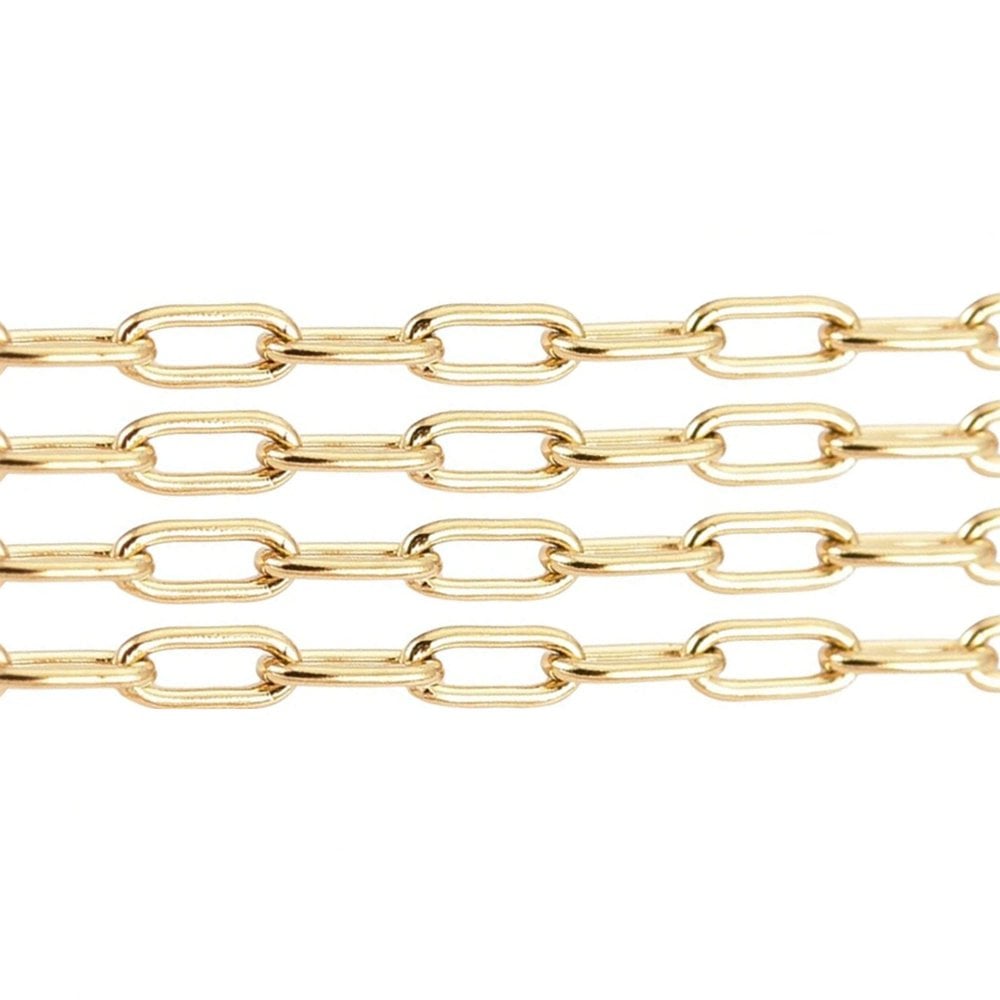 304 Stainless Steel Paperclip Link Chain 3x2mm, gold colour