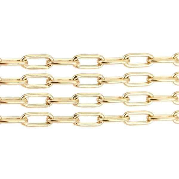 304 Stainless Steel Paperclip Link Chain 3x2mm, gold colour