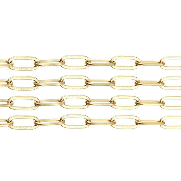 304 Stainless Steel Paperclip Link Chain 10x4mm, 18k-gold-plated