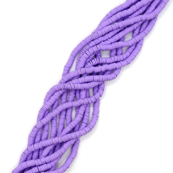 Polymer Clay Heishi Beads 6mm, flat round disc, lavender