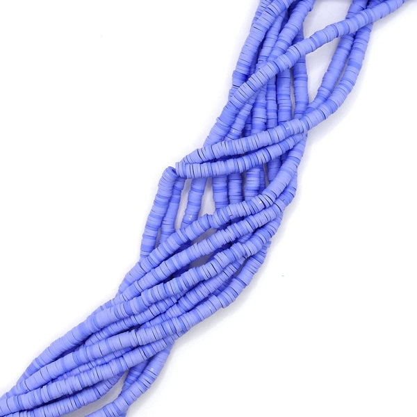 Polymer Clay Heishi Beads 6mm, flat round disc, periwinkle