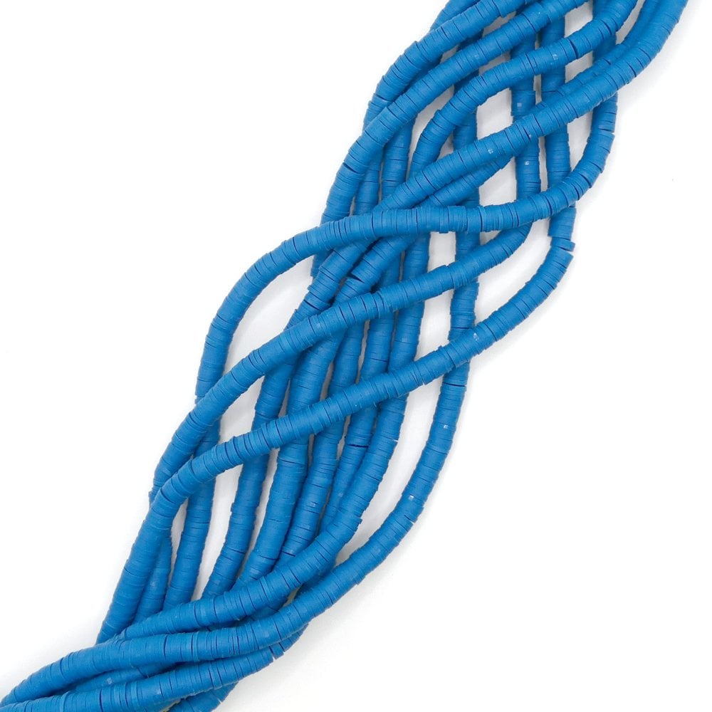 Polymer Clay Heishi Beads 6mm, flat round disc, montana blue