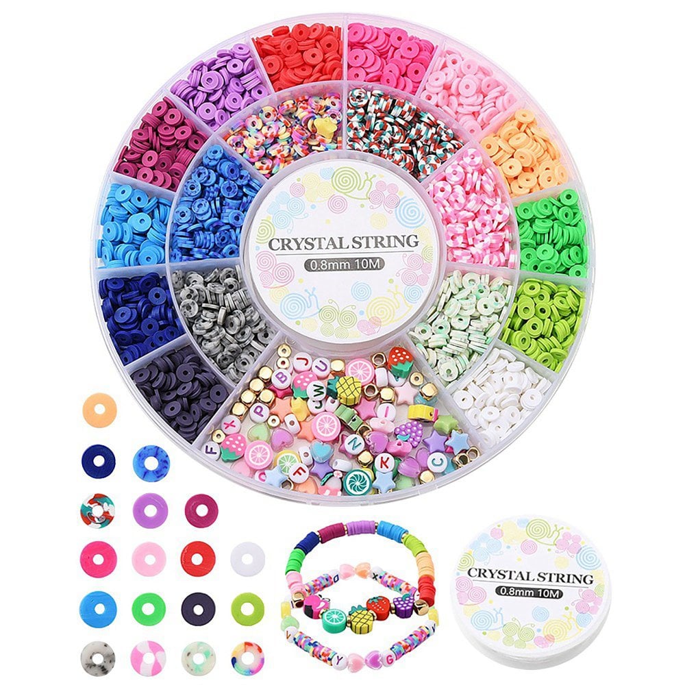 Polymer Clay Heishi & Acrylic Beads Bracelet Kit w/Elastic Thread, multicoloured