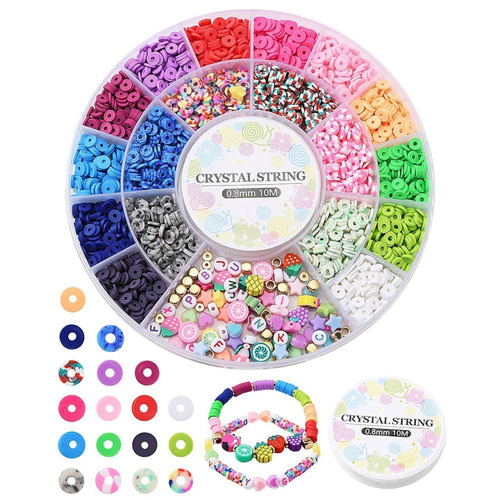 Polymer Clay Heishi & Acrylic Beads Bracelet Kit w/Elastic Thread, multicoloured