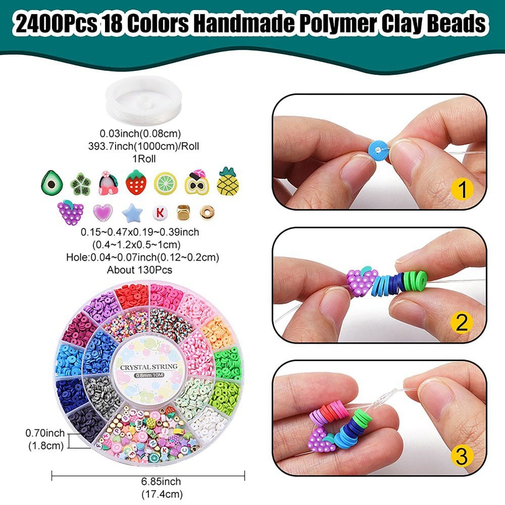 Polymer Clay Heishi & Acrylic Beads Bracelet Kit w/Elastic Thread, multicoloured, additional photo