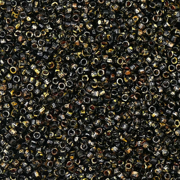 Miyuki 11/0 Delica Seed Beads, picasso smoky black matte (DB2261)
