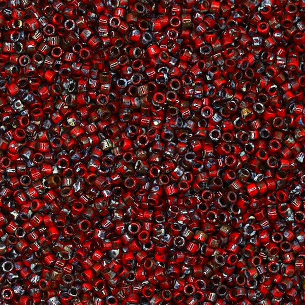 Miyuki 11/0 Delica Seed Beads, picasso opaque red garnet (DB2263)