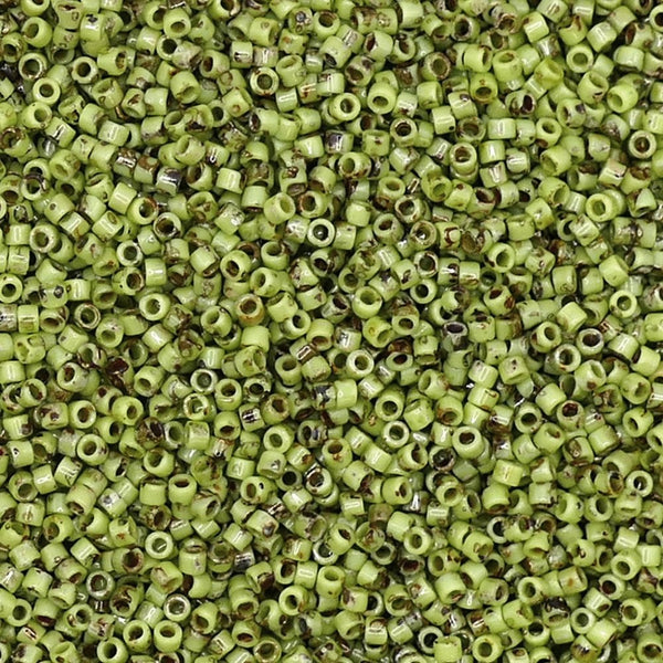 Miyuki 11/0 Delica Seed Beads, picasso chartreuse matte (DB2265)