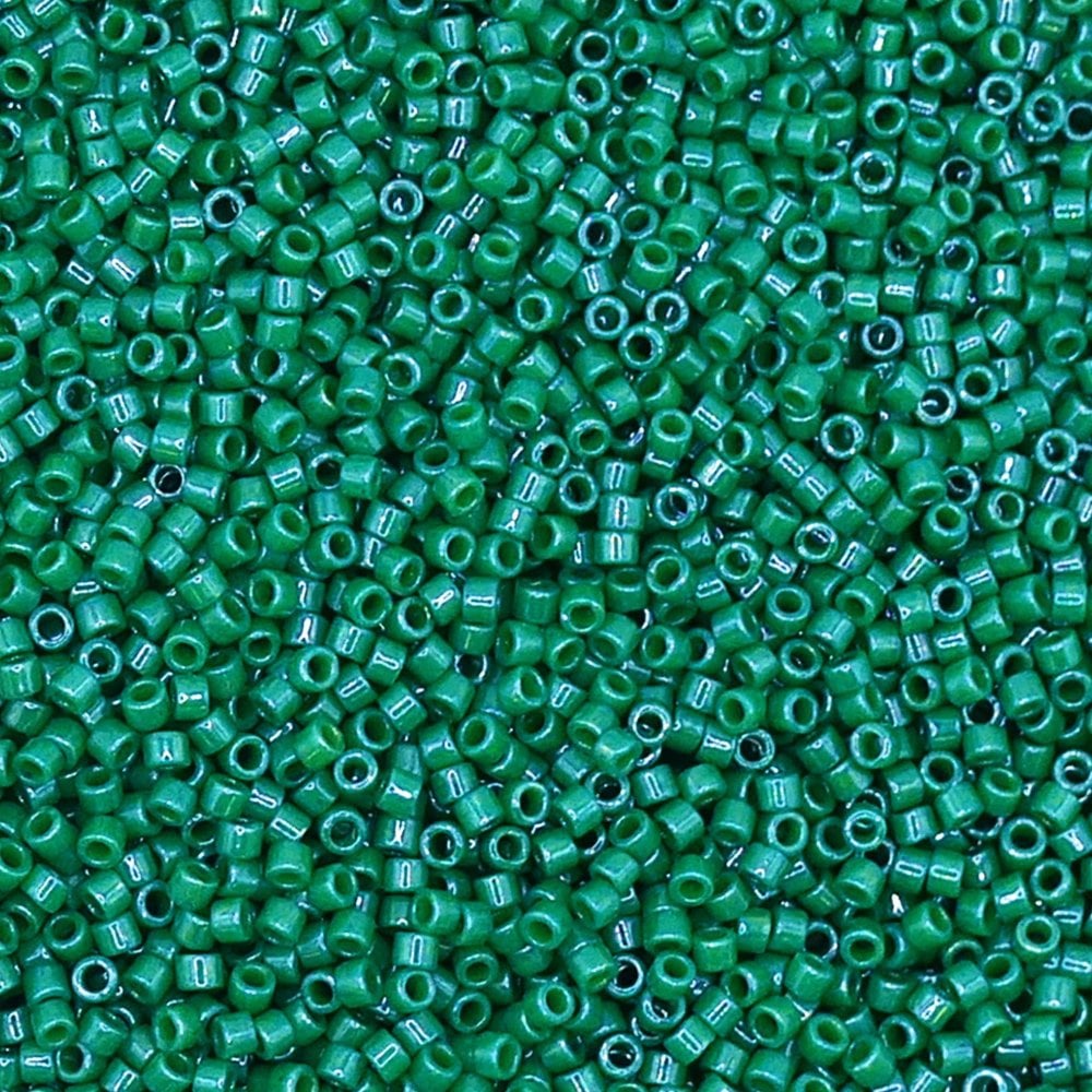 Miyuki 11/0 Delica Seed Beads, dyed opaque jade green (DB656)