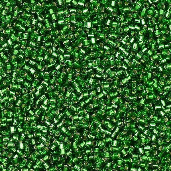 Miyuki 11/0 Delica Seed Beads, silver lined light green (DB046)