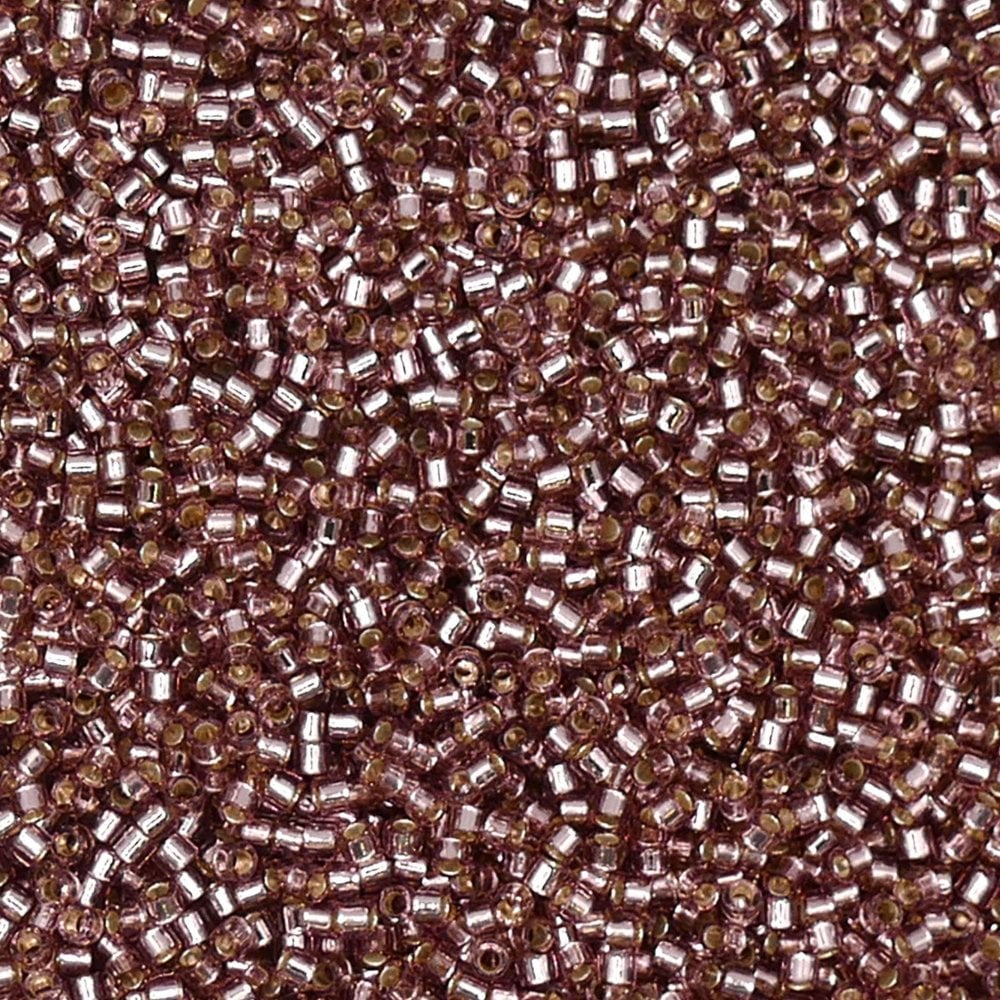Miyuki 11/0 Delica Seed Beads, silver lined smoky amethyst (DB146)