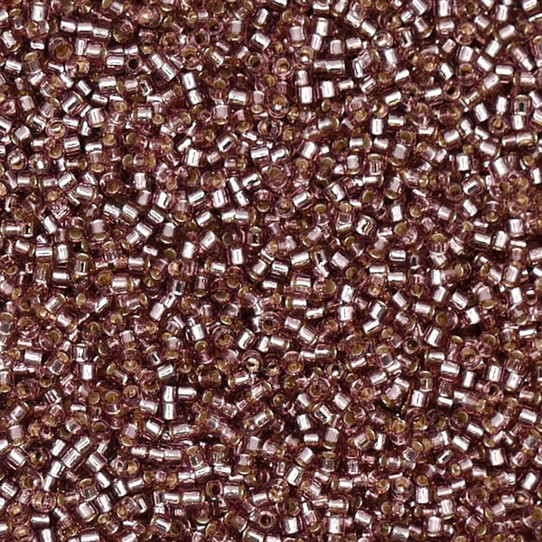 Miyuki 11/0 Delica Seed Beads, silver lined smoky amethyst (DB146)