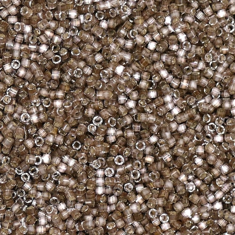 Miyuki 11/0 Delica Seed Beads, silver lined variegated taupe (DB671)